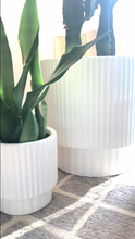 WHITE RIDGED CYLINDER POT | PLANTER - SET OF 3 - 50% OFF